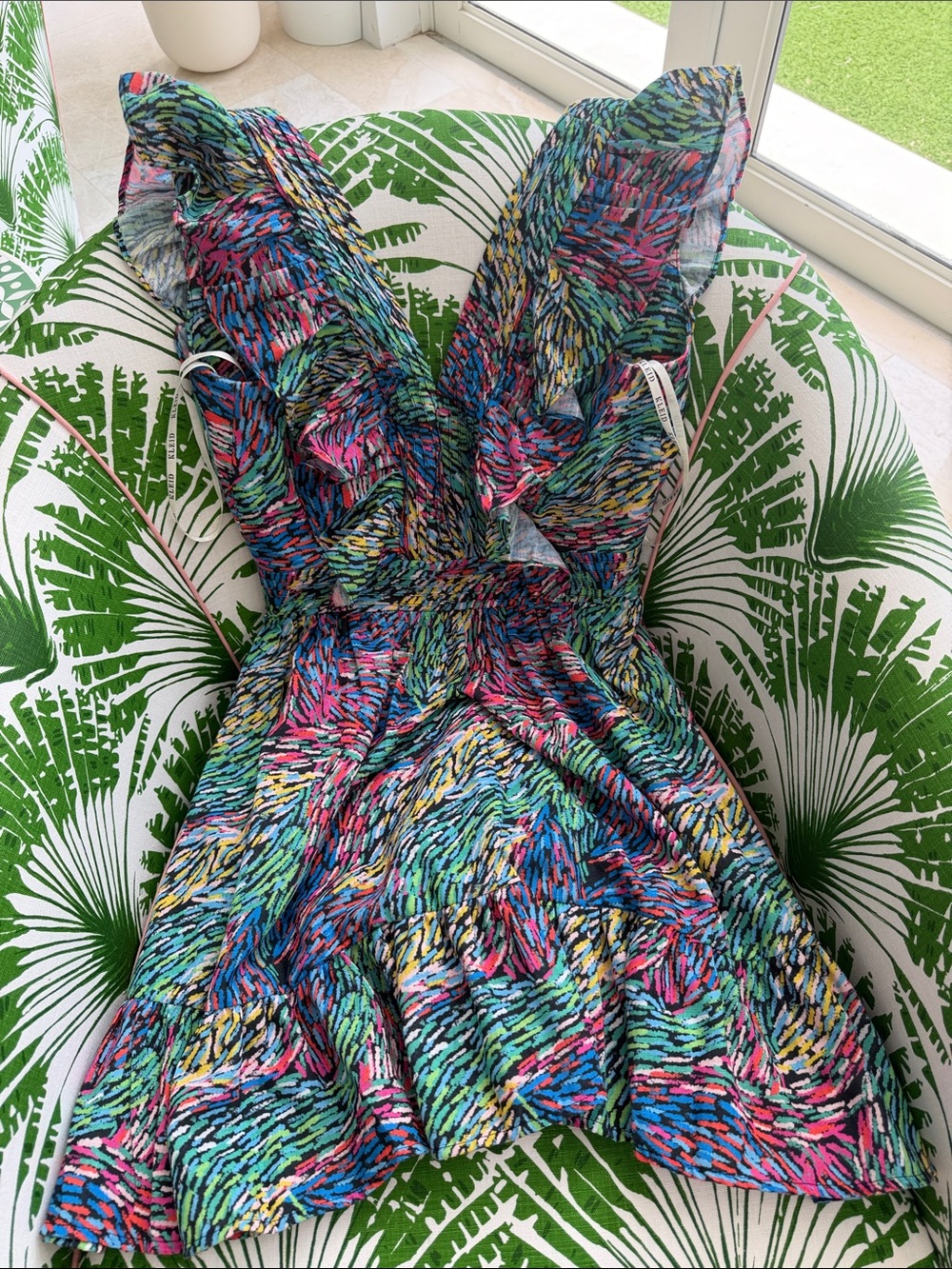 Colorful Ruffle V-Neck Summer Dress